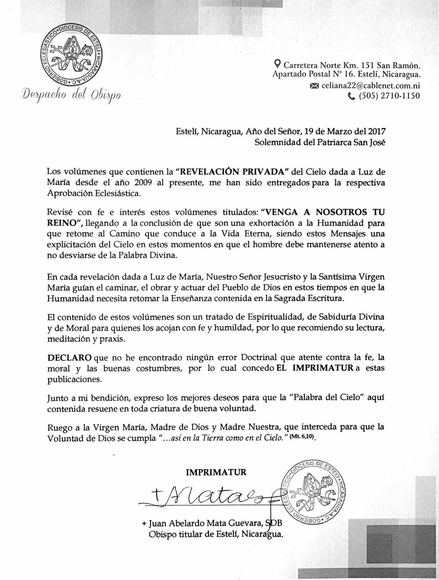 imprimatur letter